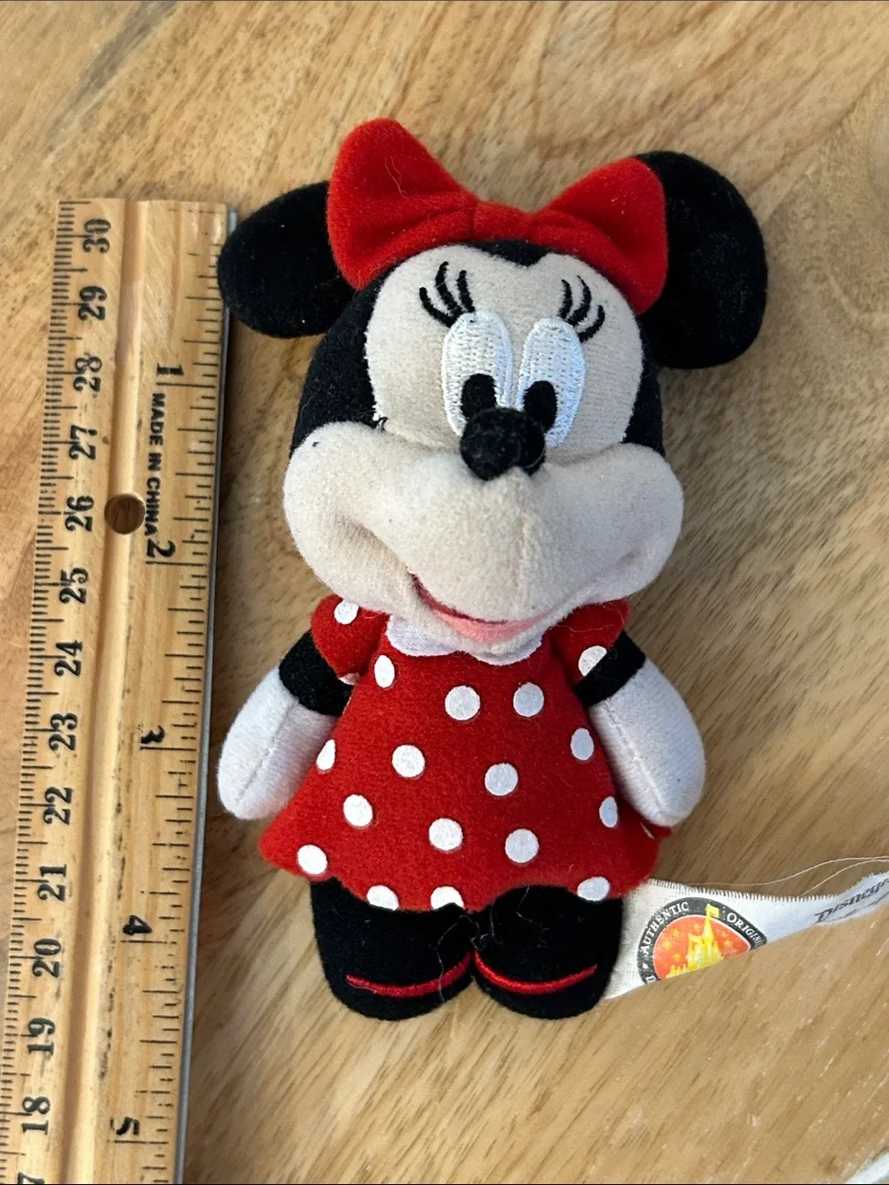 Disney Minnie Mouse Plush in Red Polka Dot Dress mini collectible 4”